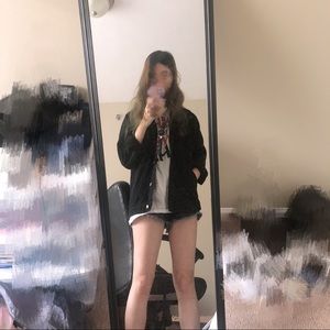 boohoo black jean jacket with tiger back